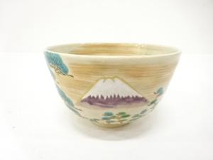 京焼　桐鳳造　金彩色絵　富士　茶碗